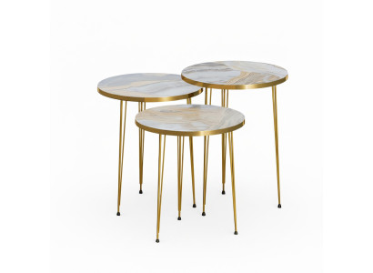 Moderner grauer Couchtisch aus Holz und Edelstahl