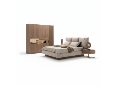Graues Holzbett im eleganten Design für stilvolles Schlafzimmer