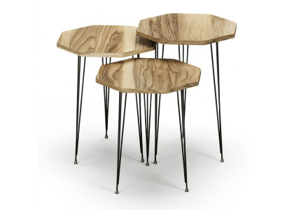 Moderner brauner Couchtisch aus Holz und Metall