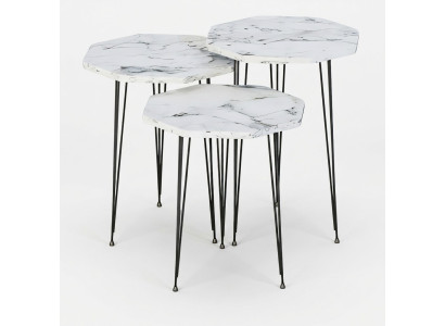 Elegantes weißes Couchtisch-Set aus Holz und Metall im