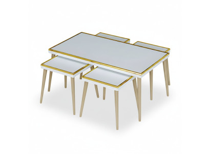 Weißes Wohnzimmer-Set aus Holz und Edelstahl im modernen Design