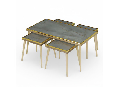 Wohnzimmer-Set Grau Holz Edelstahl modern elegant