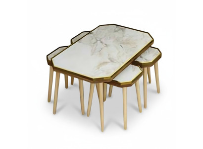 Wohnzimmer-Set Grau aus Holz und Edelstahl modern und elegant