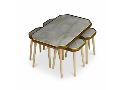Wohnzimmer-Set Grau Holz Edelstahl modern elegant