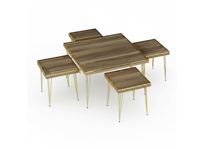 Wohnzimmer-Set Braun aus MDF und Edelstahl modern elegant