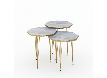 Elegantes graues Metall Couchtisch-Set modern und stilvoll