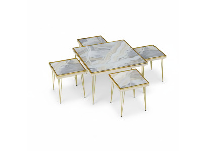 Modernes Wohnzimmer-Set in Mehrfarbig aus MDF und Edelstahl