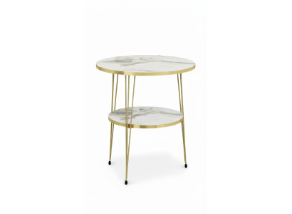 Beistelltisch aus Metall in Beige modern eleganter Wohnstil