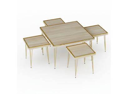 Wohnzimmer-Set in Beige mit MDF und Edelstahl modern und elegant