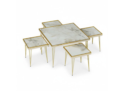 Wohnzimmer-Set Beige MDF Edelstahl modern elegant