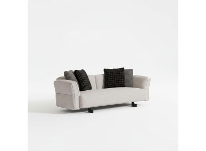Elegantes beige 3-Sitzer-Sofa aus Textil mit Holzrahmen