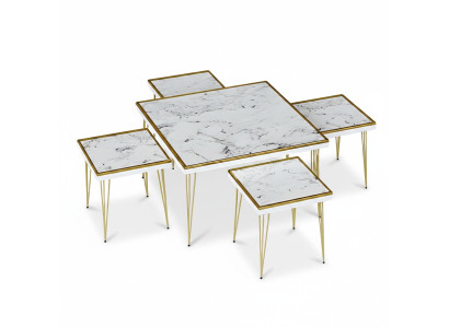 Weißes Wohnzimmer-Set aus MDF und Edelstahl im modernen Stil