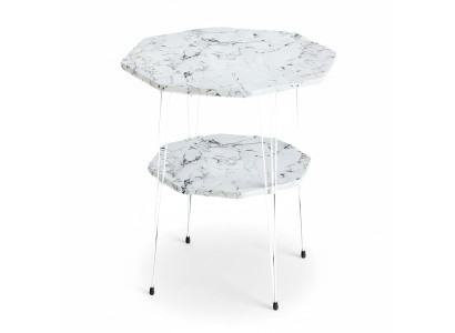 Eleganter weißer Beistelltisch aus Metall im modernen Design