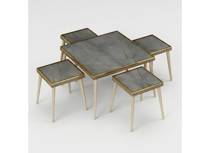 Moderner Wohnzimmer-Set in Grau aus Holz und Edelstahl