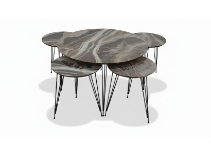 Grauer Holz Couchtisch mit modernem Design und Beistelltischen