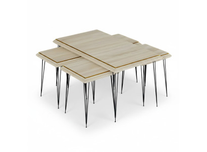 Eleganter Beigefarbener Couchtisch mit Beistelltischen aus MDF