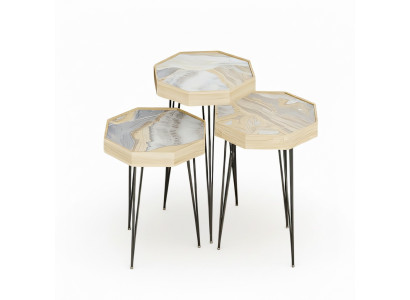 Eleganter grauer Beistelltisch aus Holz im modernen Stil