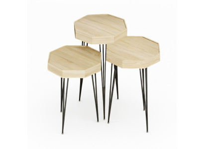 Beistelltisch Holz Beige Elegant Modern