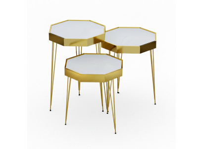 Weiße Holz Beistelltische im minimalistischen Design