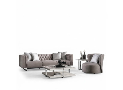 Moderner 2-teiliges Wohnzimmer Set aus Textil in Beige