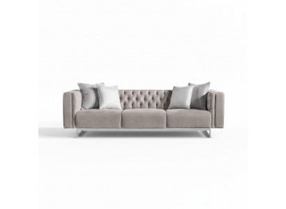 Modernes 4-Sitzer Sofa Beige Textil Holz Rahmen Elegant