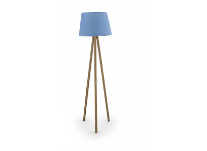 Elegante blaue Holz-Stehlampe im zeitlosen Design