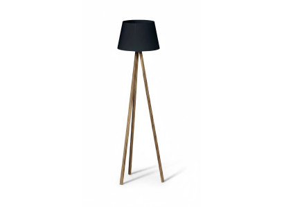 Elegante schwarze Stehlampe aus Holz im modernen Design