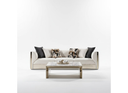 Modernes weißes Wohnzimmer Set mit 4-Sitzer-Sofa und Couchtisch
