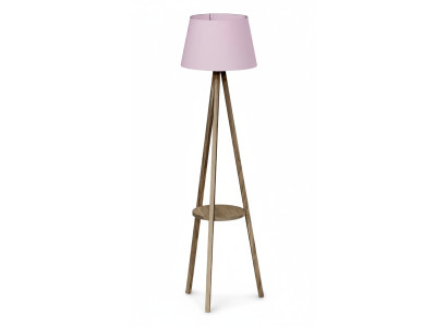 Rosa Holz Stehlampe mit Regal modernes Design stilvoll