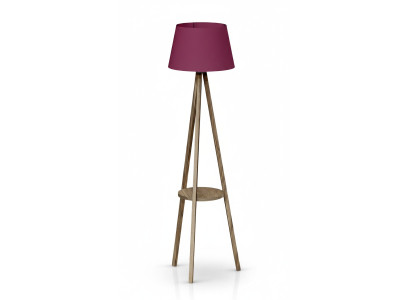 Elegante lila Holz Stehlampe mit Regal modern