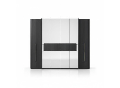 Grauer Kleiderschrank aus Holz modern eleganter Stauraum