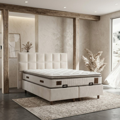 Elegant bed with fabric cushion