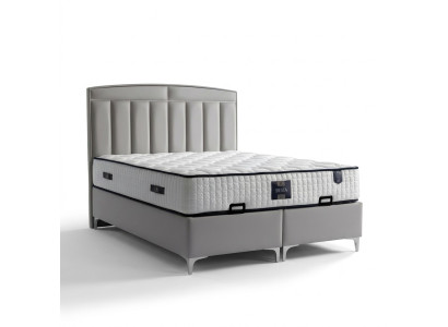 Modern gray bed with mattress