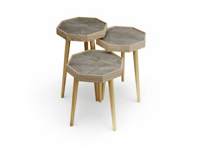Beistelltisch Holz Beige Modern Elegant