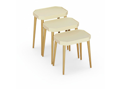 Beistelltisch Holz Beige Elegant Modern