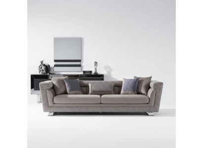 Graues 4-Sitzer-Sofa aus Holz und Textil modernes Design
