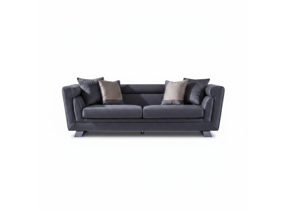 Graues Holz-Textil 3-Sitzer-Sofa modernes elegantes Wohnzimmermöbel
