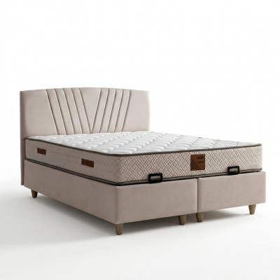 Elegant textile and wood bed