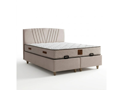 Elegant textile and wood bed
