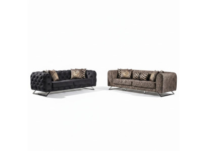 Moderner schwarzer 4-Sitzer Sofa aus Textil und Holz