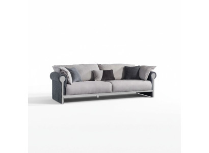 Graues Holz-Textil 4-Sitzer-Sofa modernes Design