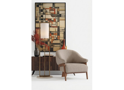 Beiger moderner Textil-Sessel aus Holz für Wohnzimmer