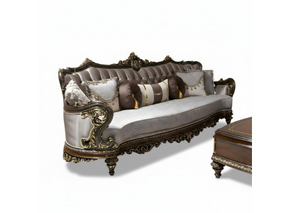Moderner Wohnzimmer Set aus Holz und Textil in Grau