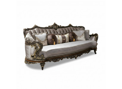 Moderner Wohnzimmer Set aus Textil in Grau mit Holzrahmen