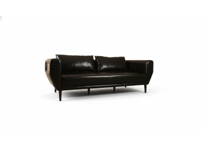 Modernes schwarzes Ledersofa für Arbeitszimmer