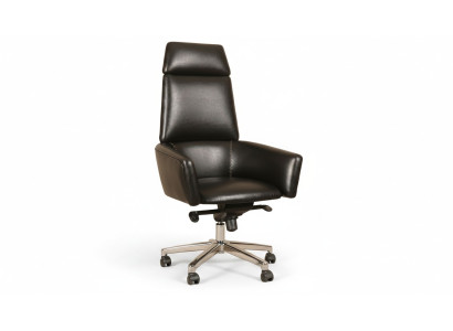 Schwarzer ergonomischer Bürostuhl aus Kunstleder im modernen Design