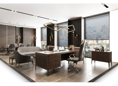 Elegantes braunes Holz-Arbeitszimmer-Set mit Schreibtisch