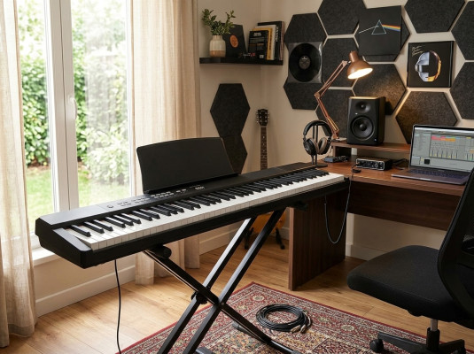 Portable digital piano with 88 keys: Bluetooth, app connection, and microphone connection