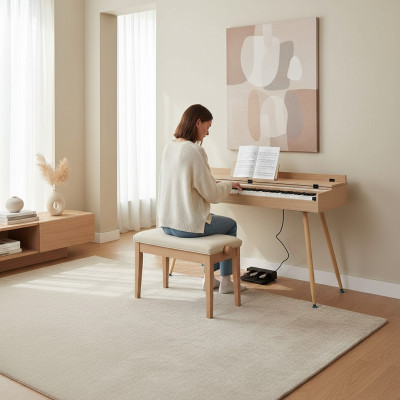 Digital piano in beige color for home