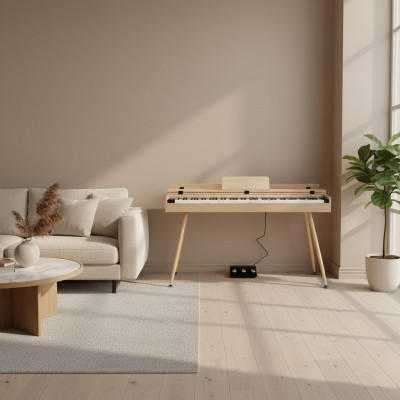 Digital piano in beige color for home